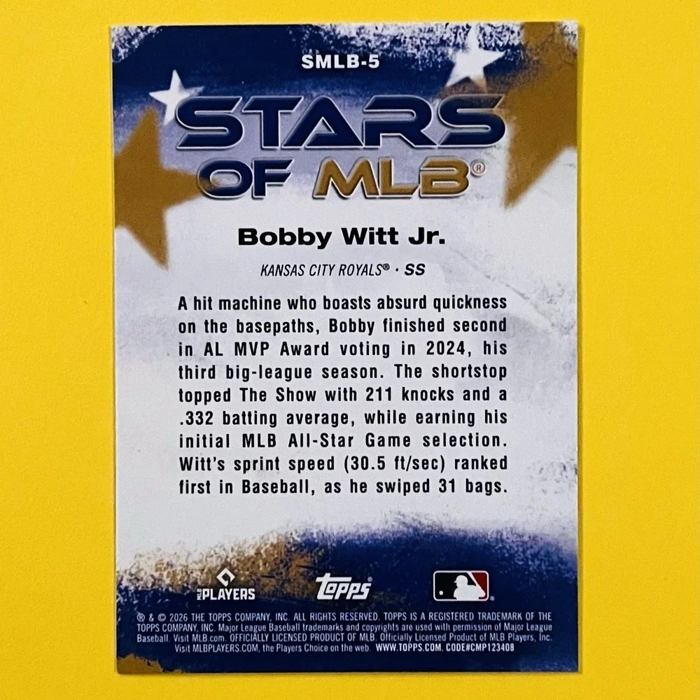 2026 Topps Series 1 Bobby Witt Jr Stars of MLB‎ SMLB-5 Royals Insert